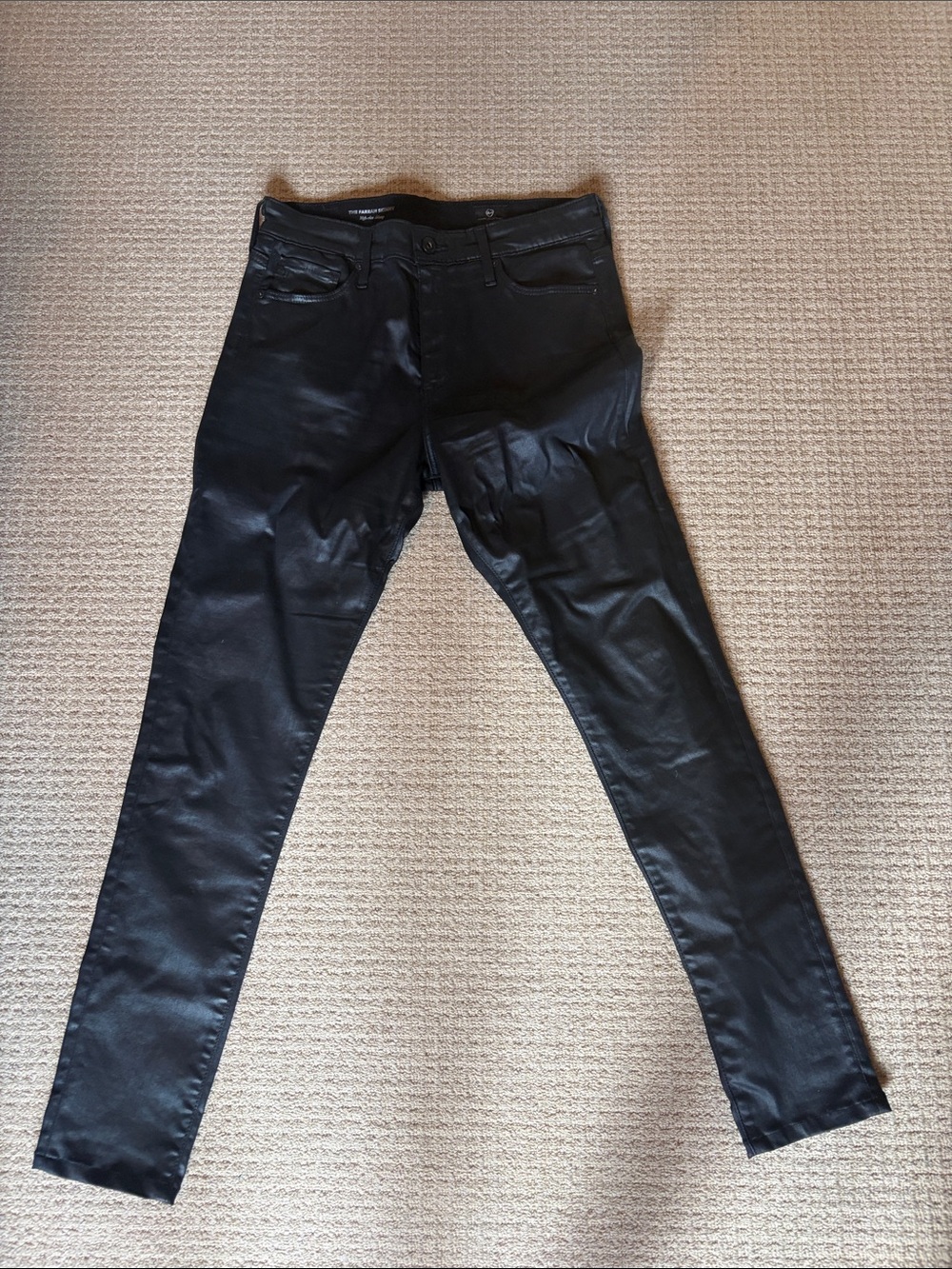 Ag Adriano Goldschmied Black Straight Leg Coated Pants